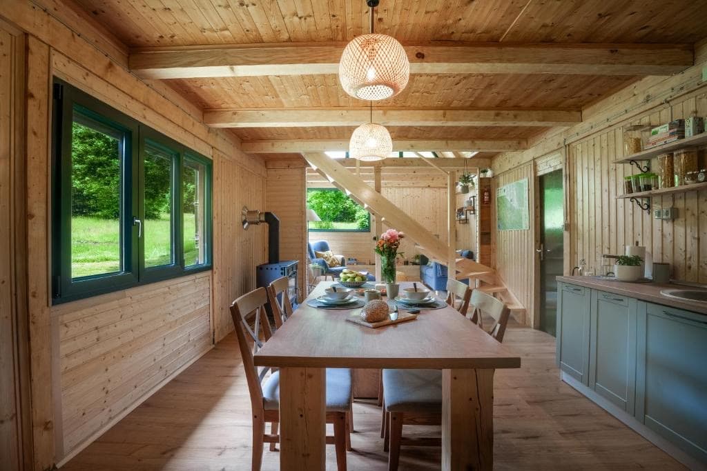 Dining table set for breakfast